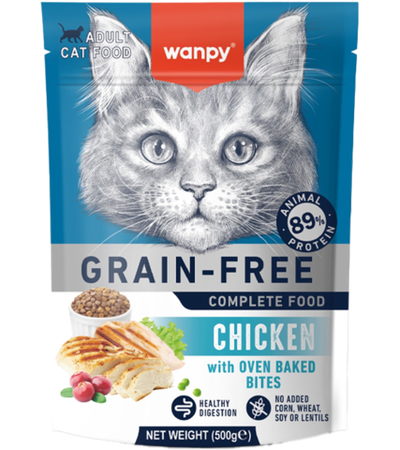 Wanpy Cat Сухой корм беззерновой с курицей для взрослых кошек 500гр.