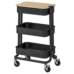 IKEA RÅSKOG  (ИКЕА РОСКОГ)  -  / NORRÅVA Тележка с крышкой - чёрная 28x38x61 см