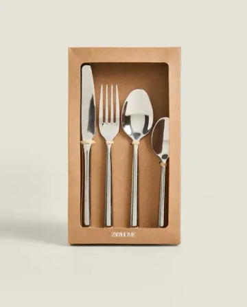ZARA HOME НАБОР СТОЛОВЫХ ПРИБОРОВ ИЗ КОВАНОЙ СТАЛИ ( 4 ПРЕДМЕТА), СТАЛЬНОЙ