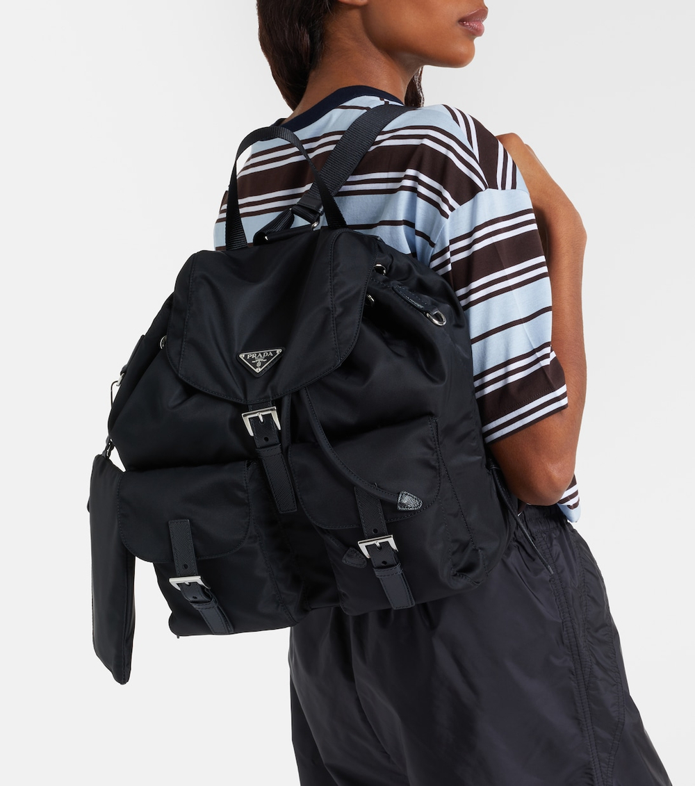 Рюкзак Prada Re-Nylon Medium Leather-Trimmed "Black"