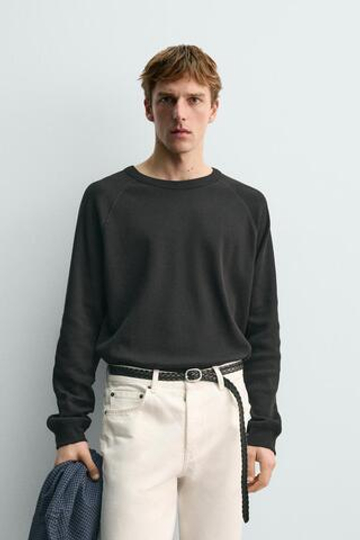 ZARA Х AARON LEVINE ФУТБОЛКА С ВАФЕЛЬНОЙ СТРУКТУРОЙ, АНТРАЦИТОВО-СЕРЫЙ