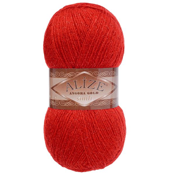 Пряжа Alize (Ализе) Angora Gold Simli / уп.5 мот. по 100 г, 500м, 106 красный A