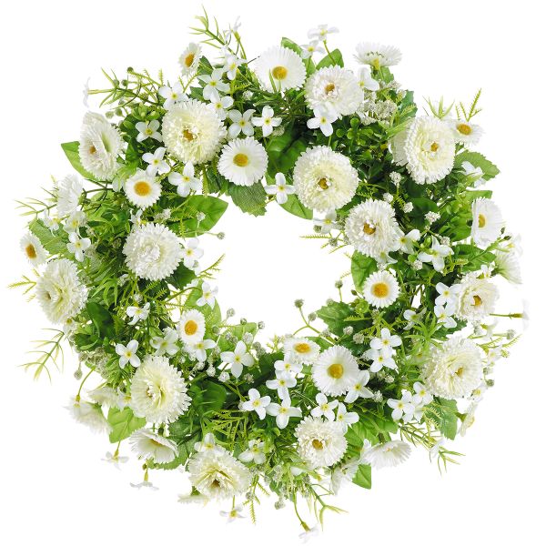 Венок декоративный Fiebiger Floristik: Гипсофила ⌀30 см, белый, пластик
