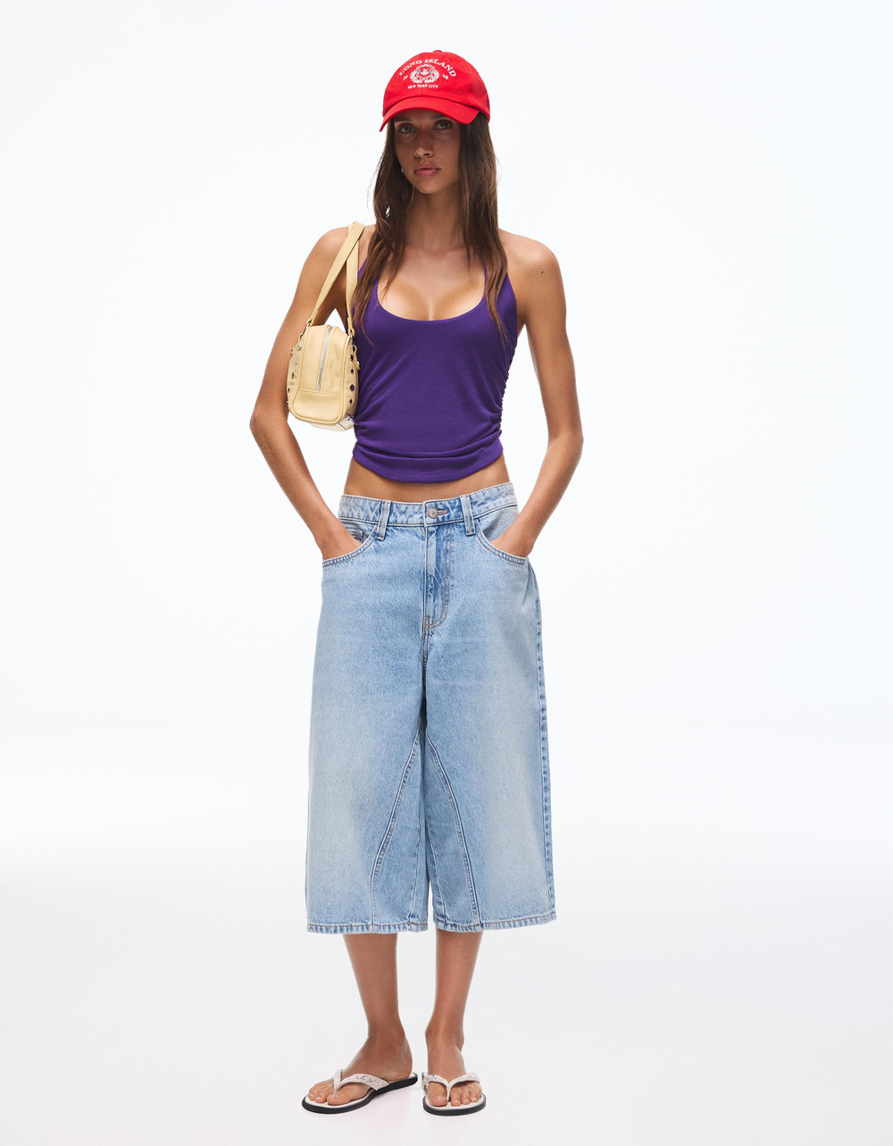 Женские свободные джинсовые шорты-бермуды - BERSHKA