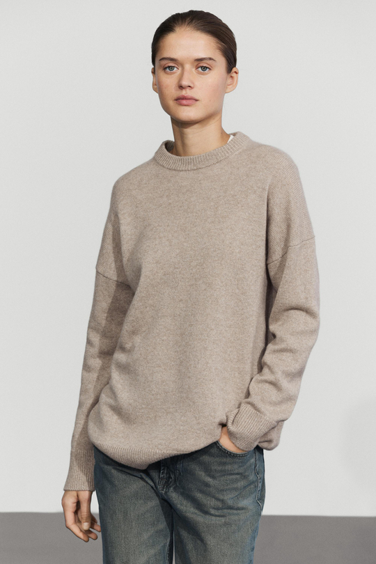 Massimo Dutti Джемпер оверсайз из 100% кашемира, кротово-коричневый
