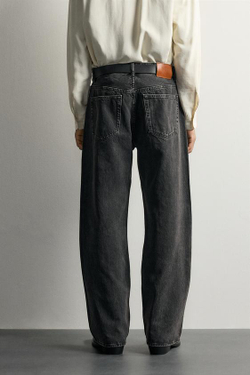 ZARA ДЖИНСЫ LOOSE FIT, ЛИНЯЛЫЙ ЧЕРНЫЙ