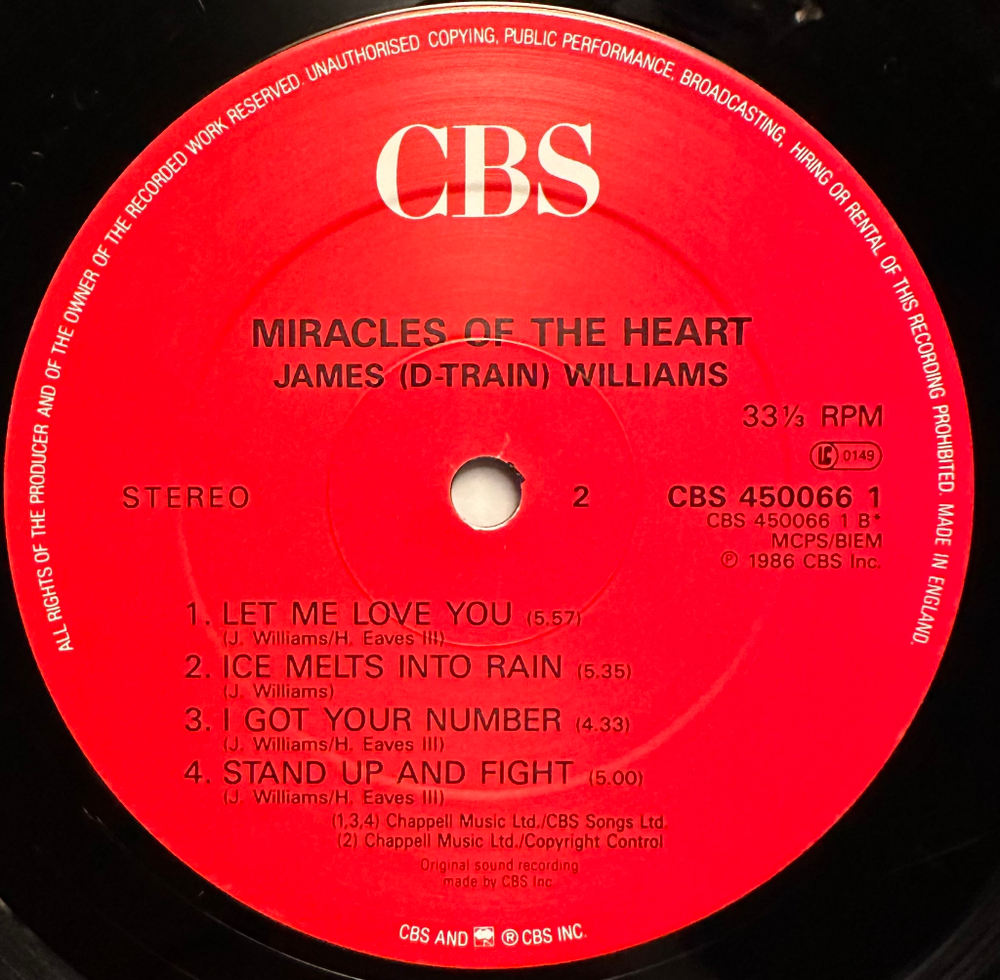 James (D-Train) Williams - Miracles Of The Heart (Англия 1986г.)