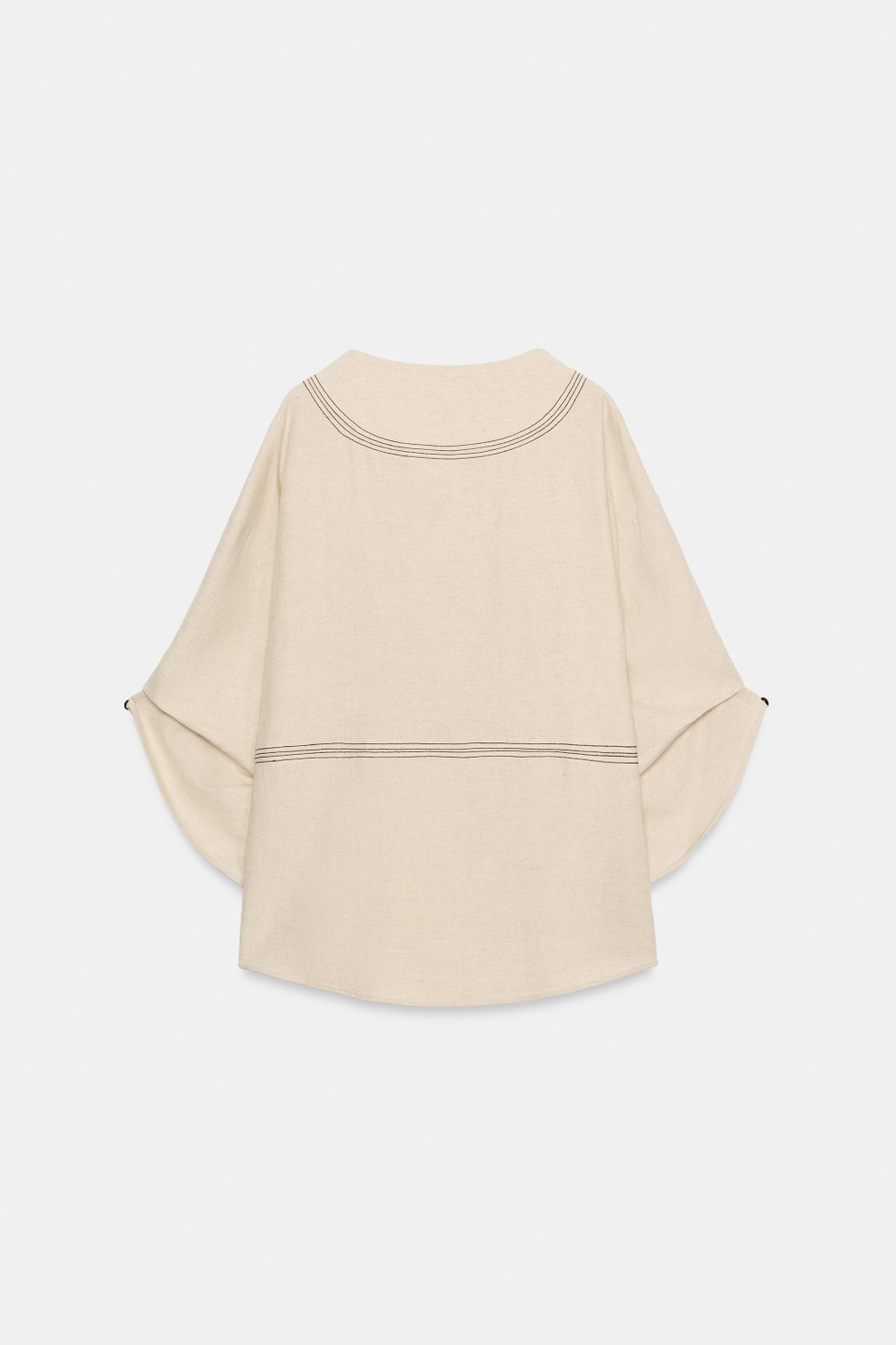 ЛЬНЯНАЯ РУБАШКА ОВЕРСАЙЗ С КОНТРАСТНОЙ ОТСТРОЧКОЙ — ZARA