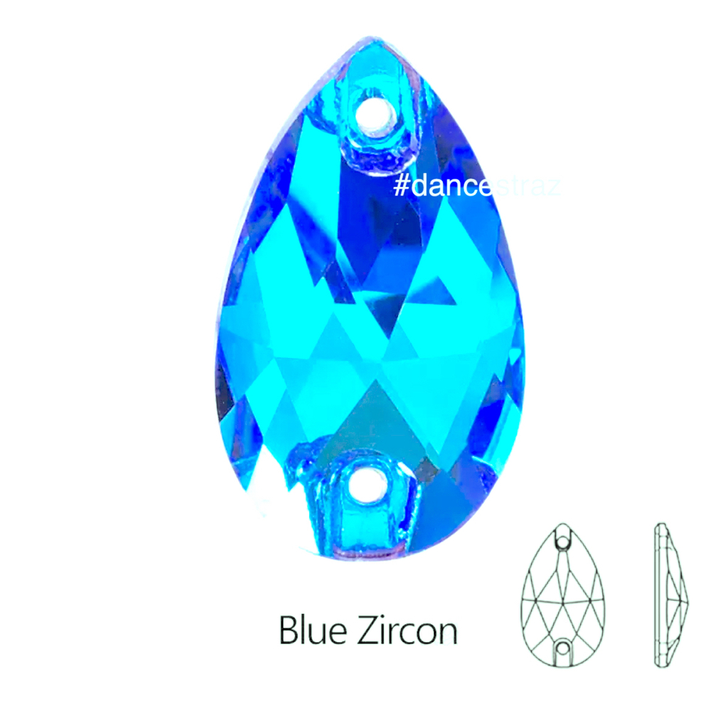 Стразы пришивные, Teardrop, Blue Zircon, 229, 13*22mm, (72 ea/pkg), 5A+, (F2)