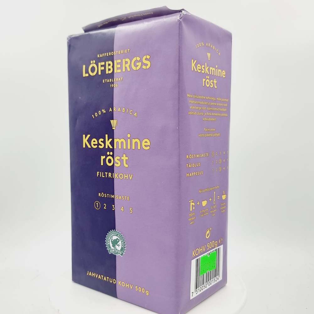 Lofbergs Кофе молотый Кeskmine (фильтр-кофе), средняя обжарка 500 г (из Финляндии)