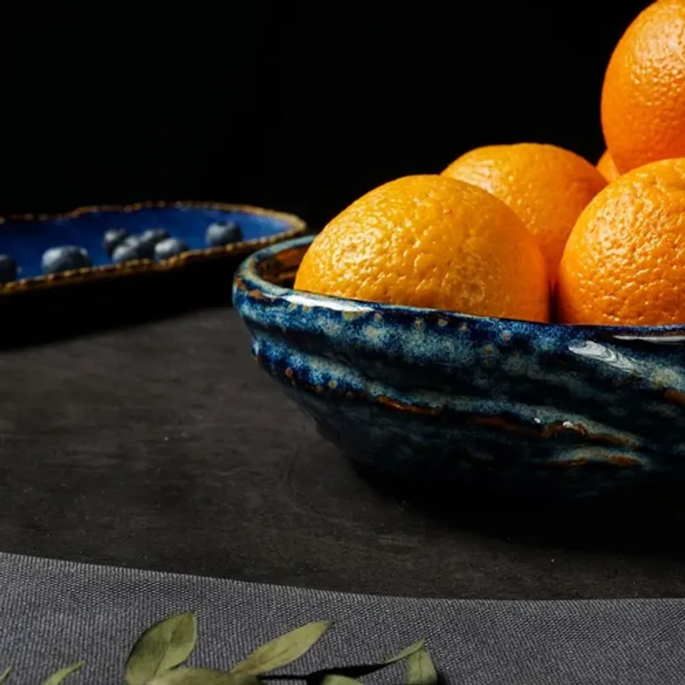 Блюдо овальное 35*20,5 см h6 см глубокое 2 л Aqua Blue Style Buffet P.L. [1]