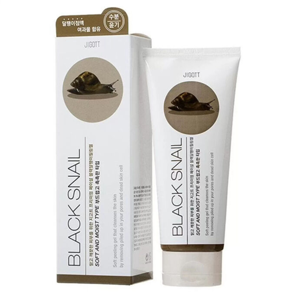 Jigott Black Snail Peeling Gel Мягкий пилинг-гель для лица с экстрактом улитки, 180мл