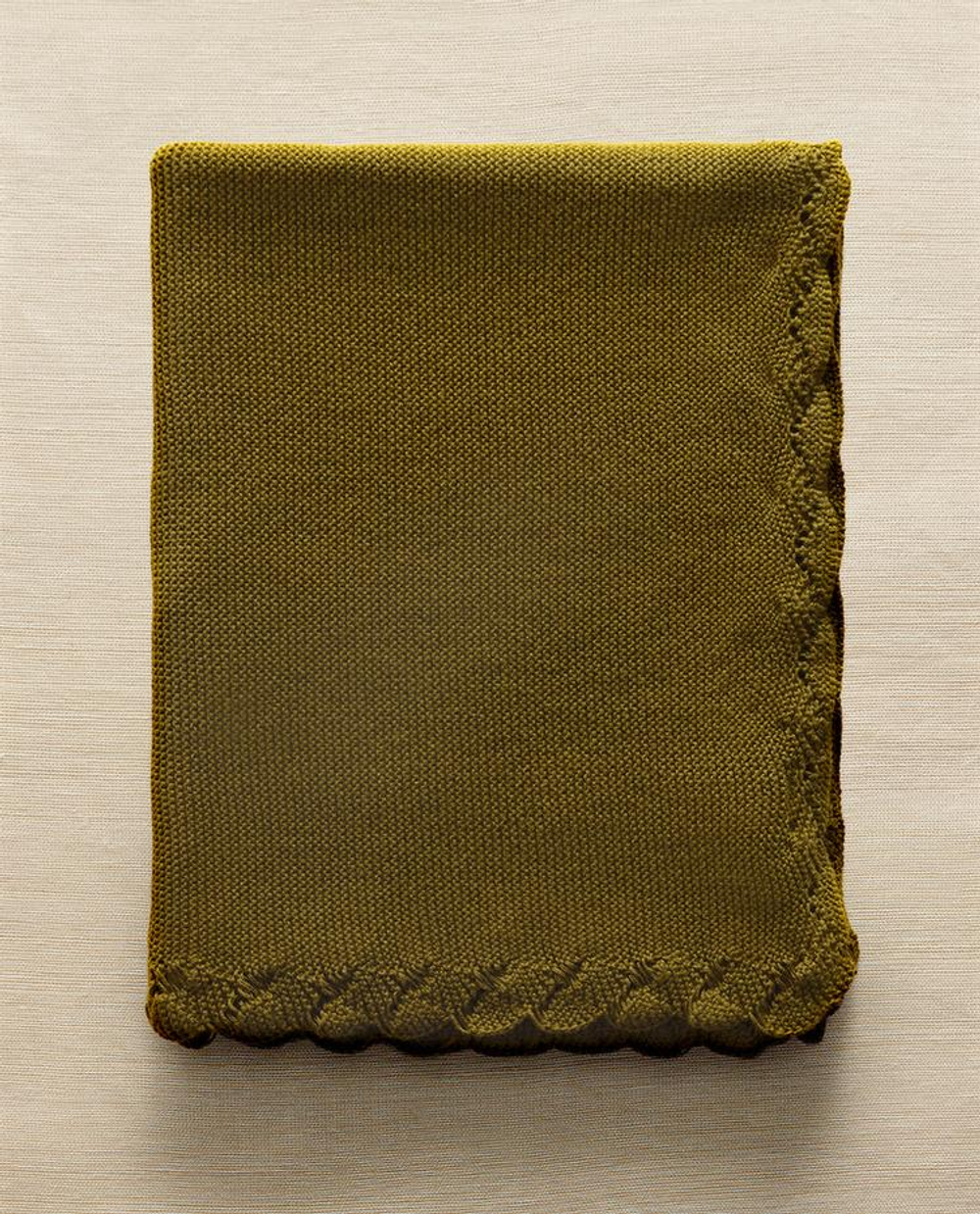 ZARA HOME ДЕТСКИЙ ПЛЕД С КРУЖЕВНОЙ КАЙМОЙ, ЗЕЛЕНЫЙ