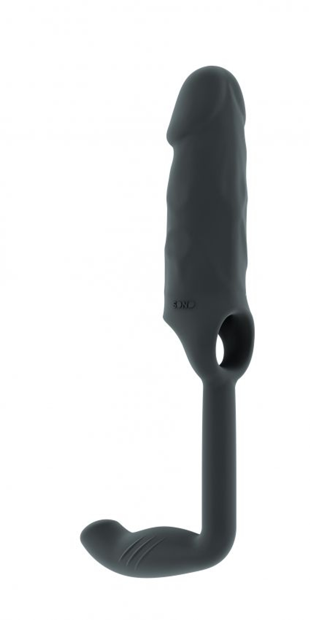 Серая насадка с анальной вставкой Stretchy Penis Exten and Plug No.38 (Цвет: серый)