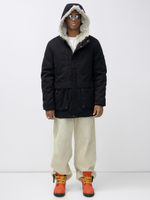 Парка мужская зимняя удлиненная с мехом черного цвета 2608Ch