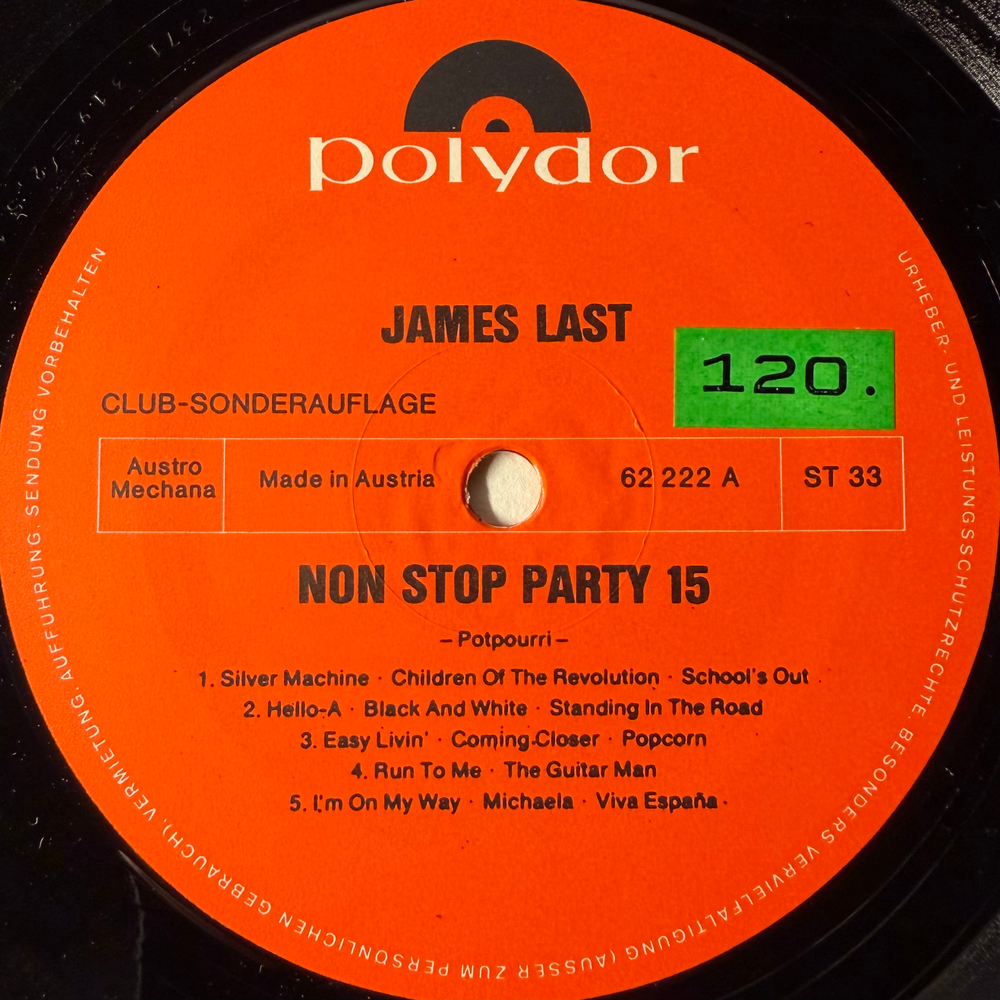 James Last – Non Stop Party 15 (Австрия 1972г.) Club