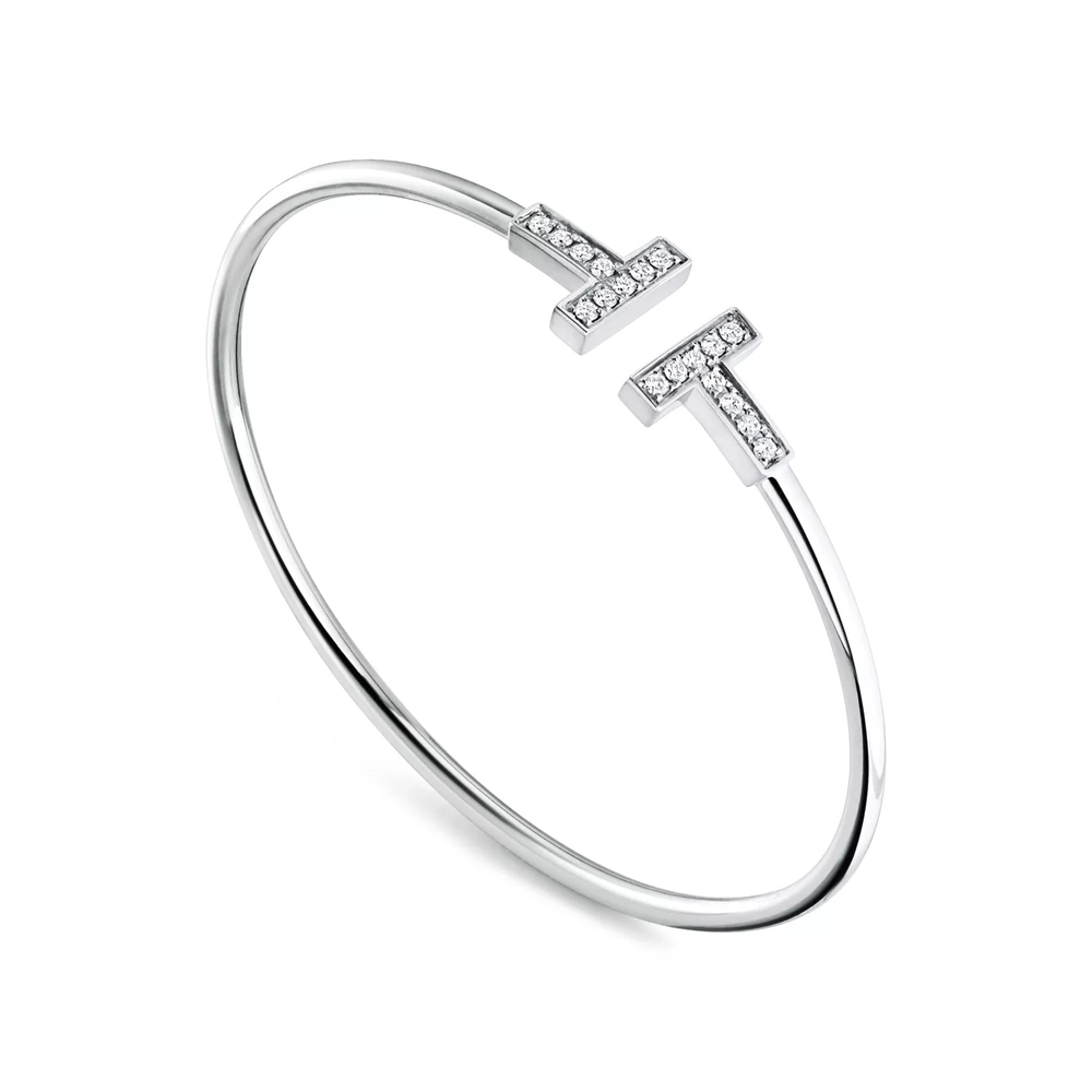 Браслет из белого золота с бриллиантами, Tiffany 💠 T - wire collection
