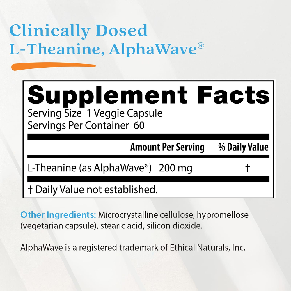 Doctor's Best, L-теанин, AlphaWave®, 200 мг, 60 растительных капсул