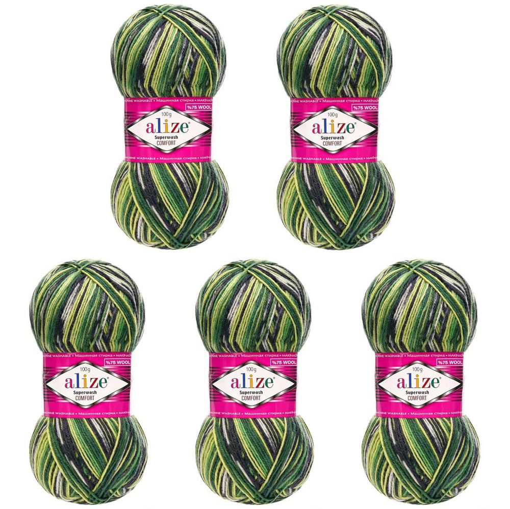 Пряжа Alize (Ализе) Superwash Comfort Socks / уп.5 мот. по 100 г, 420м, 2696 A