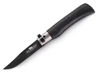 Нож складной Old Bear Total Black M, сталь 1.4060, PTFE, чёрный ламинат