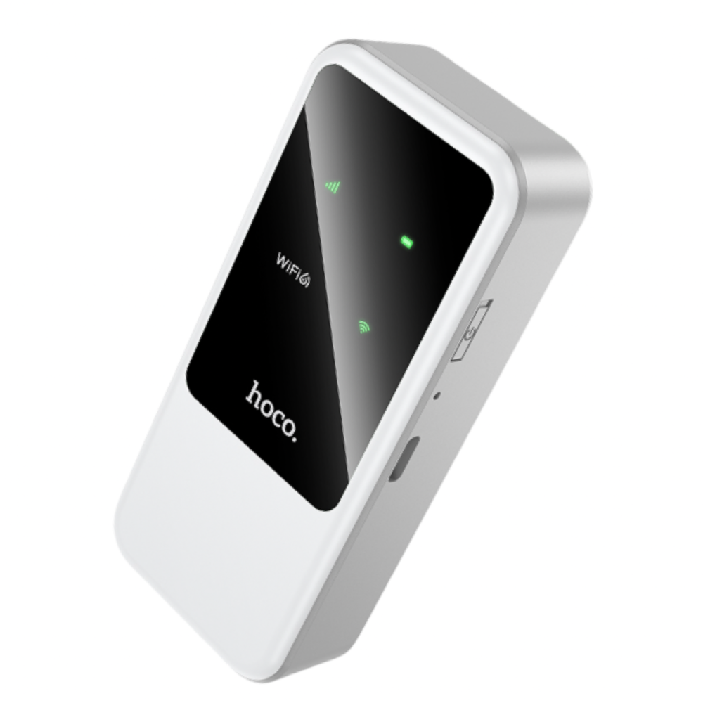 Беспроводной WiFi Роутер карманный Hoco HI42 Wi-Fi6 2.4G 150Мбит/с работает с сим картой, белый