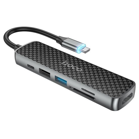 Мультипорт Hoco HB24 Type-C to 2xUSB 3.0 HDMI MicroSD SD Type-C