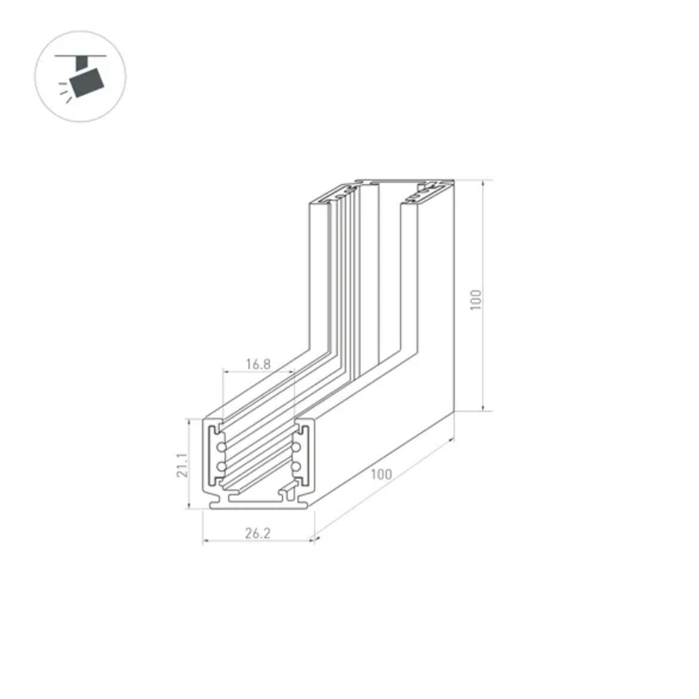 Коннектор угловой MAG-ORIENT-CON-2620-L90-INT (BK, внутренний) (Arlight, IP20 Металл, 3 года) 036022