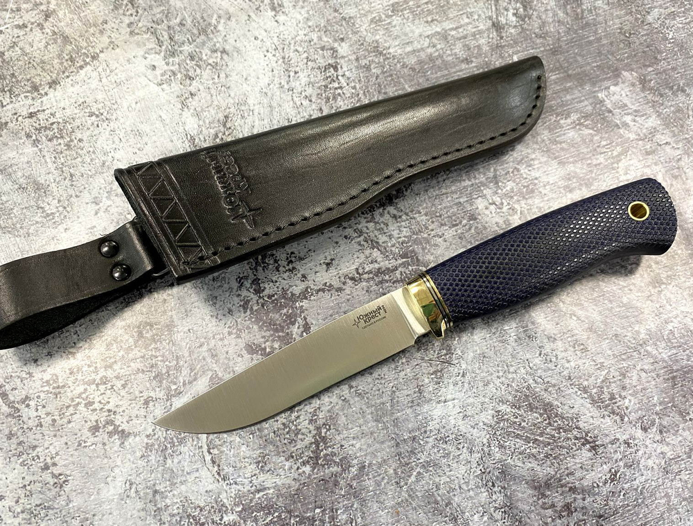 Нож Кузьмич Норт Эксперт, N690, микарта синяя, 349.5256