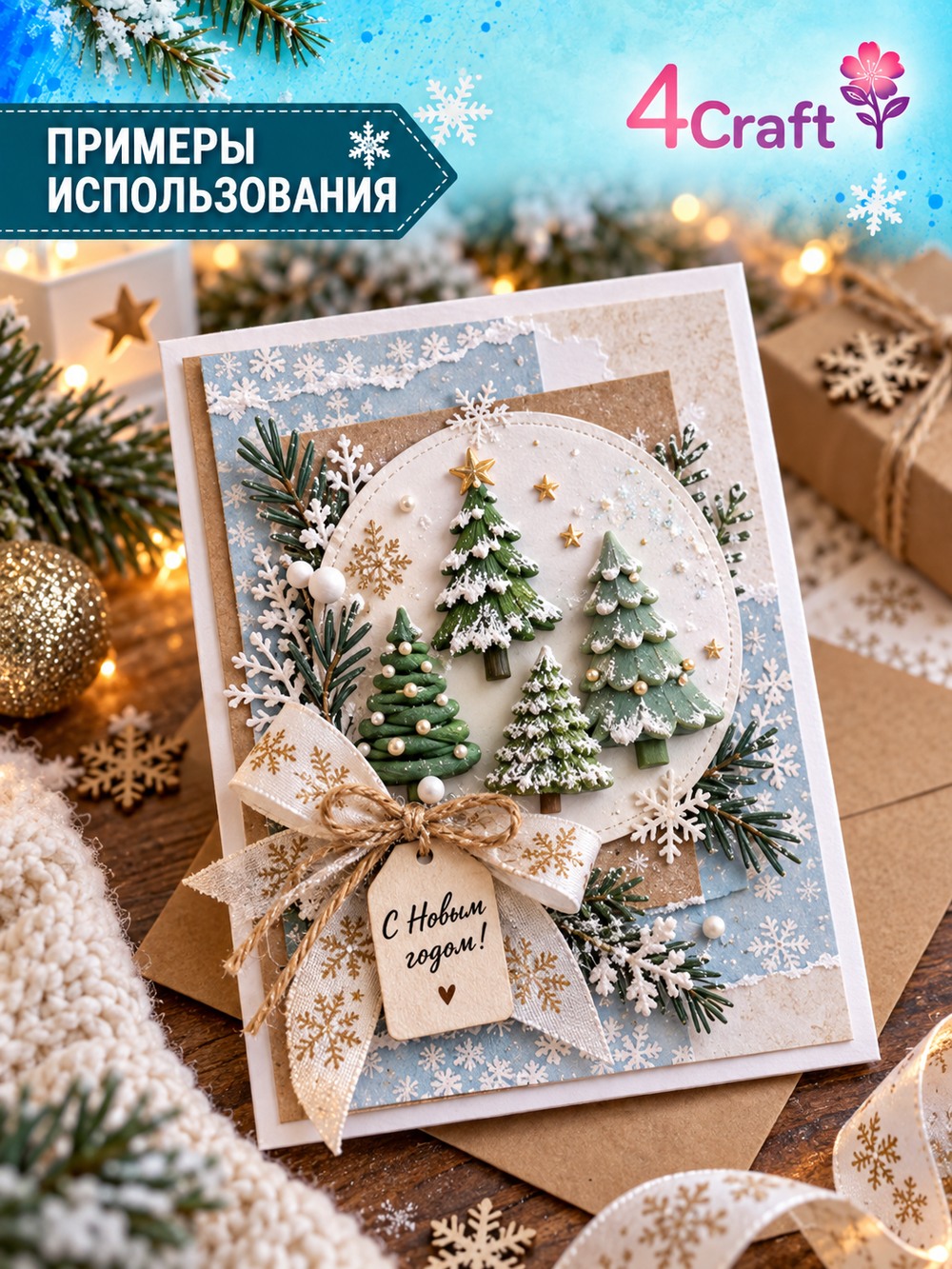 Силиконовый молд "Елочки, 5 шт"