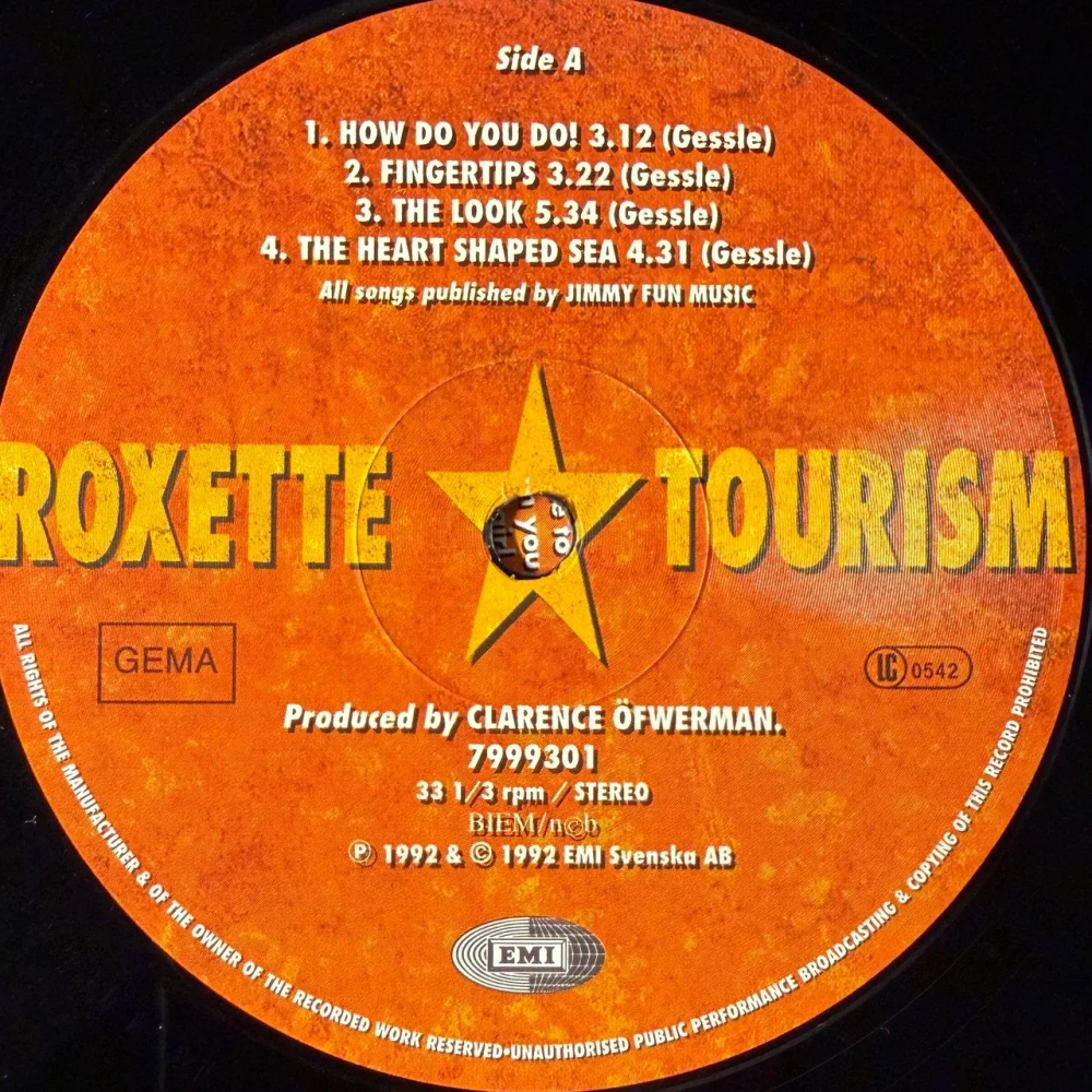Roxette ‎– Tourism 2LP (Европа 1992г.)