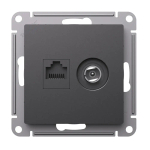 ATLASDESIGN РОЗЕТКА двойная ТВ + компьютерная RJ45 кат. 5e, механизм, БАЗАЛЬТ