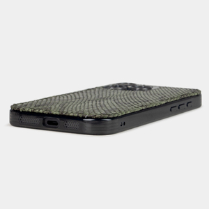 Чехол-накладка для iPhone 16 Pro Max из кожи питона, зеленого цвета