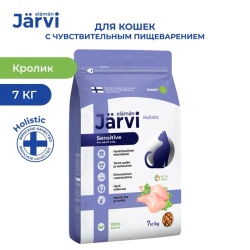 Jarvi сухой полнорационный корм для взрослых кошек с чувствительным пищеварением, Кролик, 7кг.
