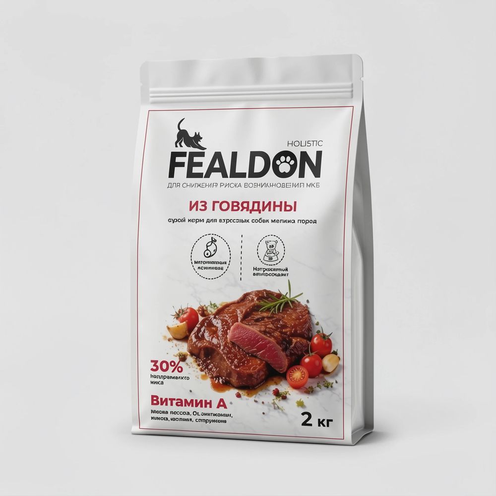 Сухой корм Fealdon для взрослых собак мелких пород с говядиной