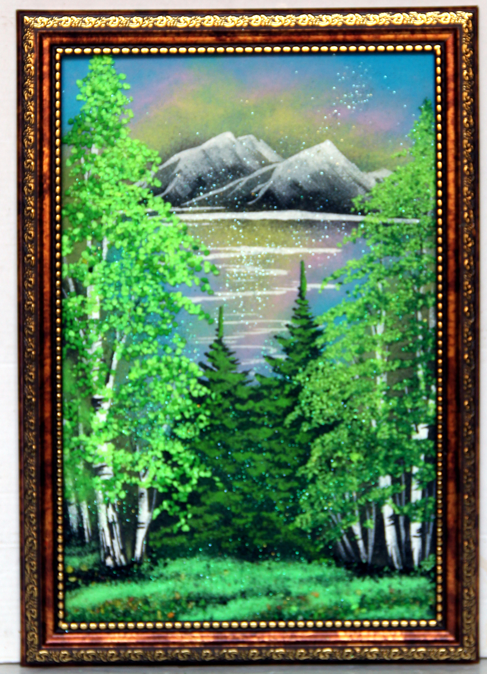 Картина " Летний пейзаж " рисованная каменной крошкой 33.5-23.5 см вес 320 гр.