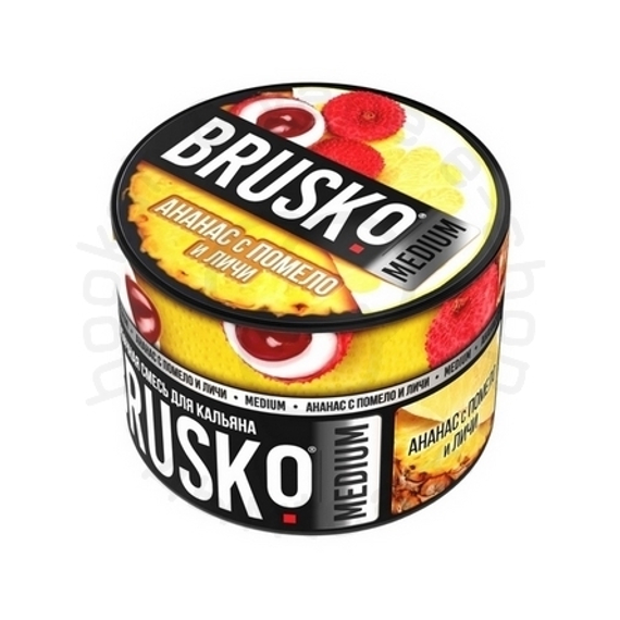 Бестабачная смесь для кальяна BRUSKO, 50 г, Ананас c помело и личи, Medium