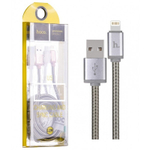 Кабель USB - Lightning (для iPhone) Hoco U5 (оплетка металл) Серый