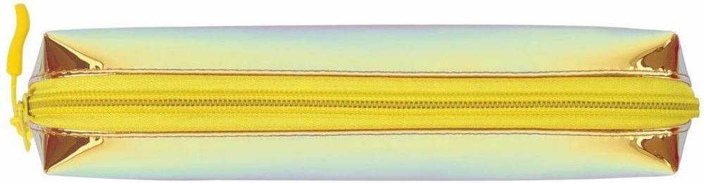 Пенал-косметичка BRAUBERG прямоугольный, зеркальный, мягкий, "Gold", 21х5х5 см, 229249