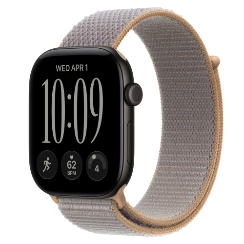 Умные часы Apple Watch Series 12 GPS, 46mm, Black Aluminum Case with Chambray Blue Sport Loop