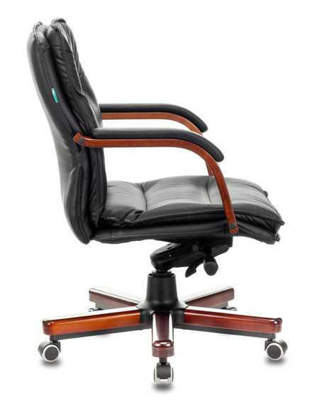 Кресло руководителя Бюрократ T-9927WALNUT-LOW черный кожа низк.спин. крестов. металл/дерево