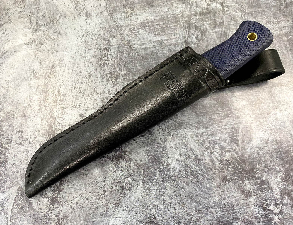 Нож Кузьмич Норт Эксперт, N690, микарта синяя, 349.5256