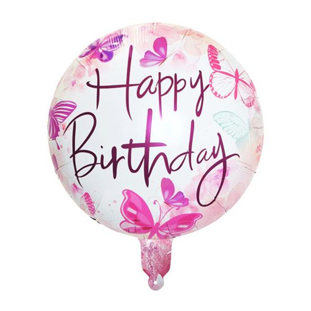 Шар круг Happy Birthday бабочки Шар круг Happy Birthday бабочки