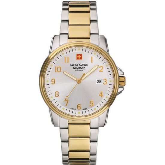 С браслетом Мужские наручные часы с серебряным браслетом Swiss Alpine Military 7011.1142 mens 40mm 10ATM