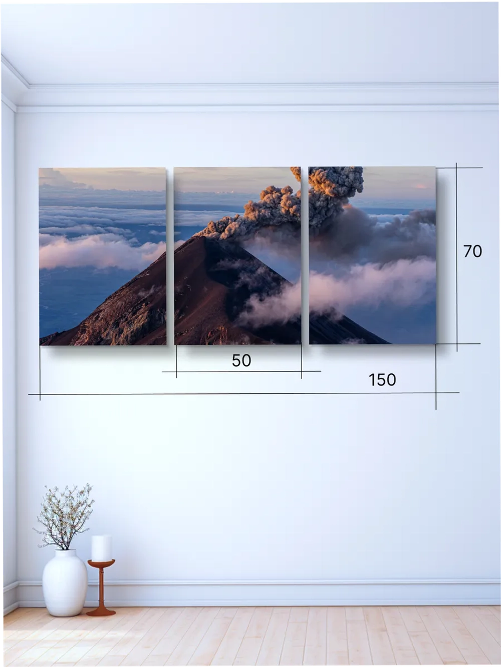 Картина Дыхание вулкана модульная 50x70см 3шт.