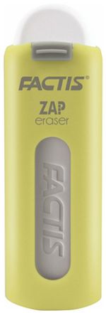 Ластик выдвижной FACTIS ZAP (Испания), 75x7x8 мм, белый, пластиковый корпус ассорти, PTF1130