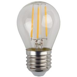 Лампа светодиодная ЭРА F-LED P45-7W-840-E27 7Вт филамент шар нейтральный белый свет Е27 | Филаментные декоративные