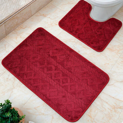 Комплект ковриков для ванной 2шт 50*80см/40*50см, п/э, A090244-5 красный