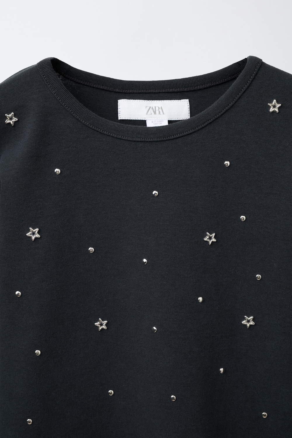 ZARA ФУТБОЛКА С ЗАКЛЕПКАМИ, АНТРАЦИТОВО-СЕРЫЙ