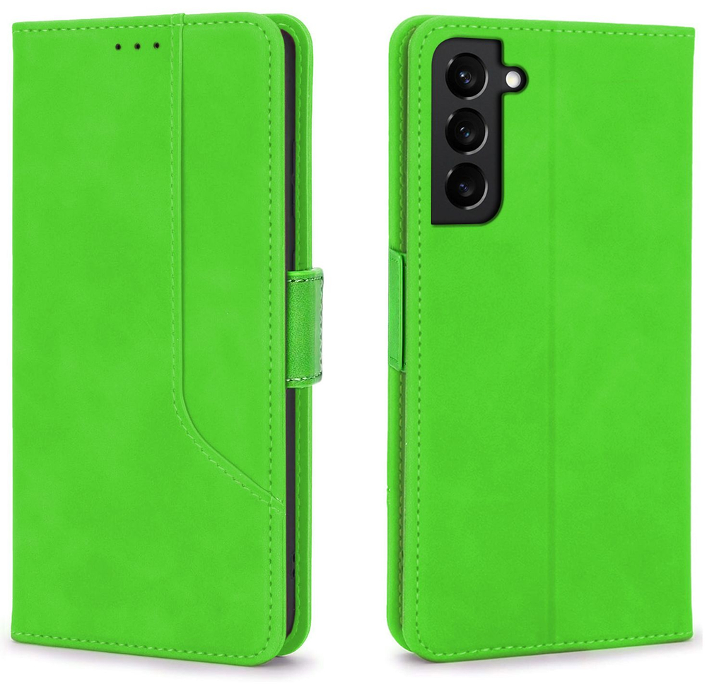 Стильный чехол-книжка из кожи для SAMSUNG S22 (не ULTRA/ FE/ PLUS!) с отделом для наличных, 3 слотами для карт и подставкой