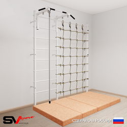 Шведская стенка Sv Sport усиленная 60940 (Турник стандарт/Канат/Мат 2м/Канатный лаз)